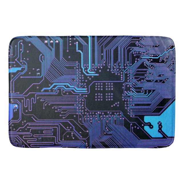 Geek Out Nerd PCB Blue Electronic Circuit Board Badematte (Vorderseite)