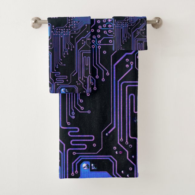 Geek Out Nerd PCB Blue Electronic Circuit Board Badhandtuch Set (Insitu)