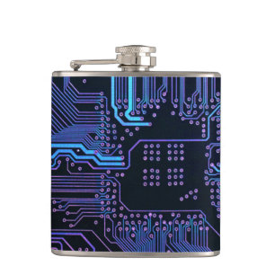 Geek Out Nerd PCB Blue Electronic Circuit Board Flachmann