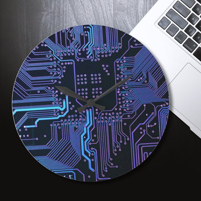 Geek Out Nerd PCB Blue Electronic Circuit Board Große Wanduhr (Von Creator hochgeladen)