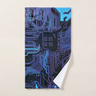 Geek Out Nerd PCB Blue Electronic Circuit Board Handtuch