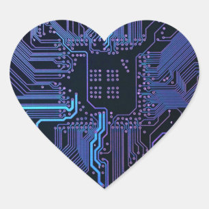 Geek Out Nerd PCB Blue Electronic Circuit Board Herz-Aufkleber