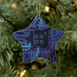 Geek Out Nerd PCB Blue Electronic Circuit Board Keramik Ornament