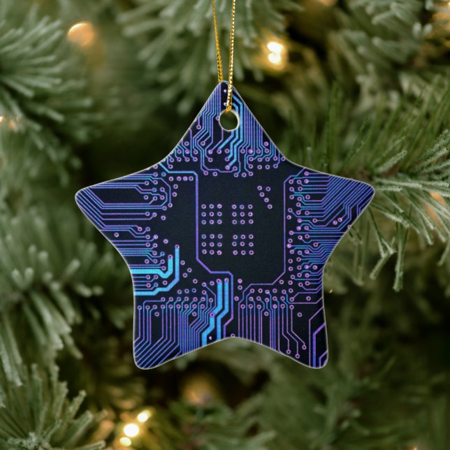Geek Out Nerd PCB Blue Electronic Circuit Board Keramik Ornament (Baum)