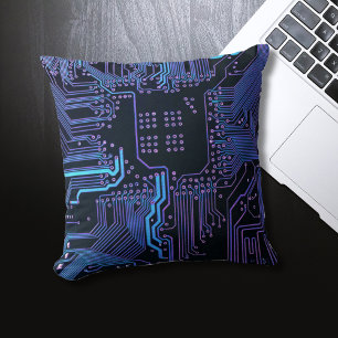 Geek Out Nerd PCB Blue Electronic Circuit Board Kissen