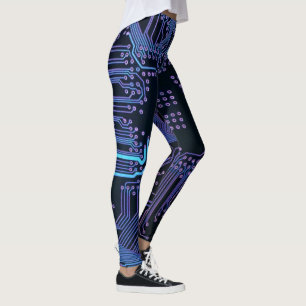 Geek Out Nerd PCB Blue Electronic Circuit Board Leggings