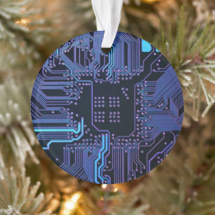 Geek Out Nerd PCB Blue Electronic Circuit Board Ornament