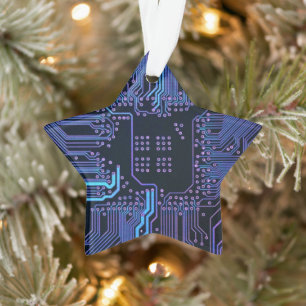 Geek Out Nerd PCB Blue Electronic Circuit Board Ornament