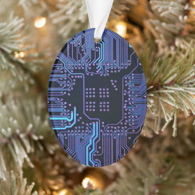 Geek Out Nerd PCB Blue Electronic Circuit Board Ornament (Baum)