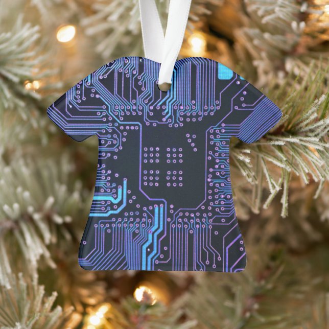 Geek Out Nerd PCB Blue Electronic Circuit Board Ornament (Baum)