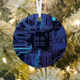 Geek Out Nerd PCB Blue Electronic Circuit Board Ornament Aus Metall