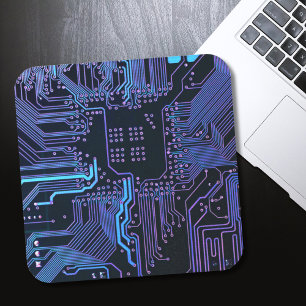Geek Out Nerd PCB Blue Electronic Circuit Board Quadratischer Aufkleber