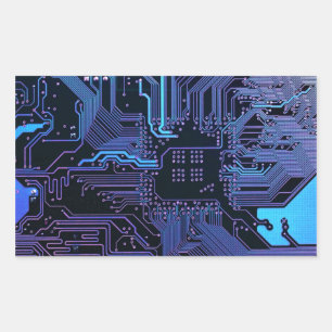 Geek Out Nerd PCB Blue Electronic Circuit Board Rechteckiger Aufkleber