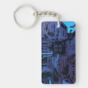 Geek Out Nerd PCB Blue Electronic Circuit Board Schlüsselanhänger