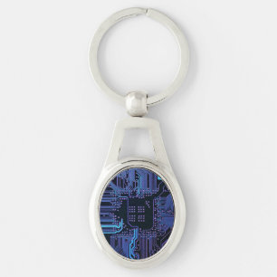Geek Out Nerd PCB Blue Electronic Circuit Board Schlüsselanhänger