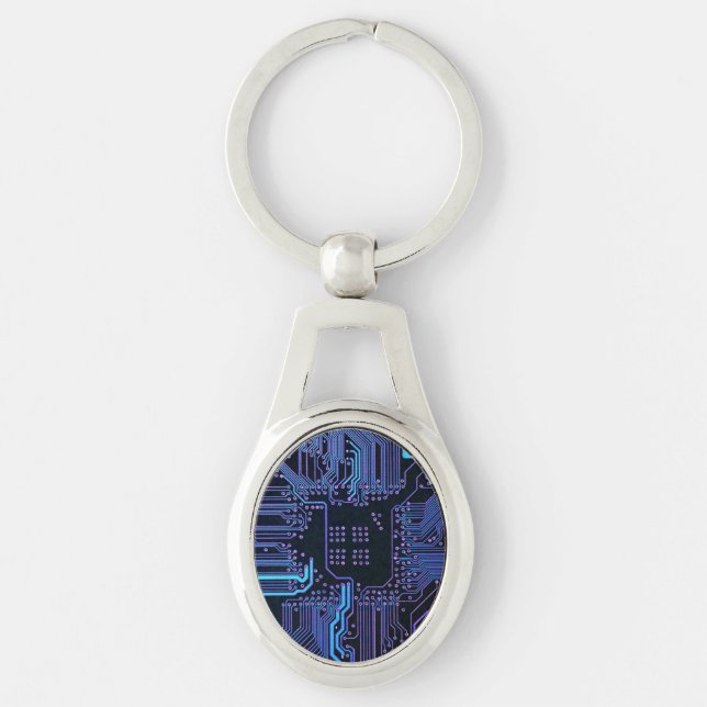 Geek Out Nerd PCB Blue Electronic Circuit Board Schlüsselanhänger (Vorderseite)