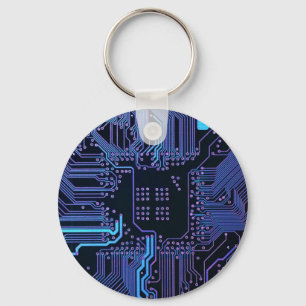 Geek Out Nerd PCB Blue Electronic Circuit Board Schlüsselanhänger