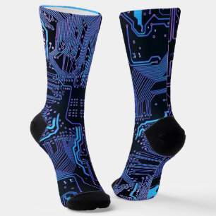 Geek Out Nerd PCB Blue Electronic Circuit Board Socken