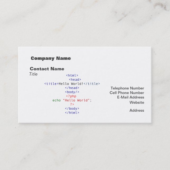 Geek php Greeting Visitenkarte (Vorderseite)