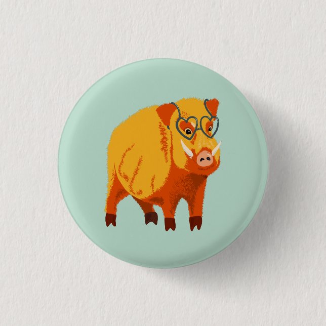 Geek Pig Funny Nerdy Button (Vorderseite)