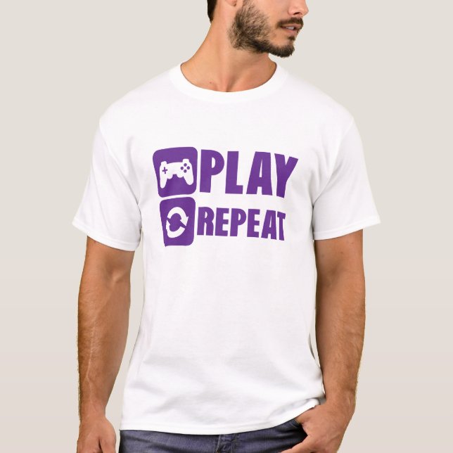 GEEK REPEAT PLAY GAME MANSCHETTENSPIELE T-Shirt (Vorderseite)