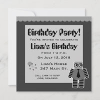 Geek Robot Birthday Party Einladungen