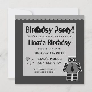 Geek Robot Birthday Party Einladungen