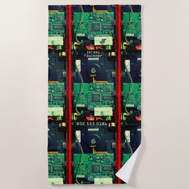 Geek robotic gedruckte Schalttafel elektronisch Co Strandtuch (Vorderseite)