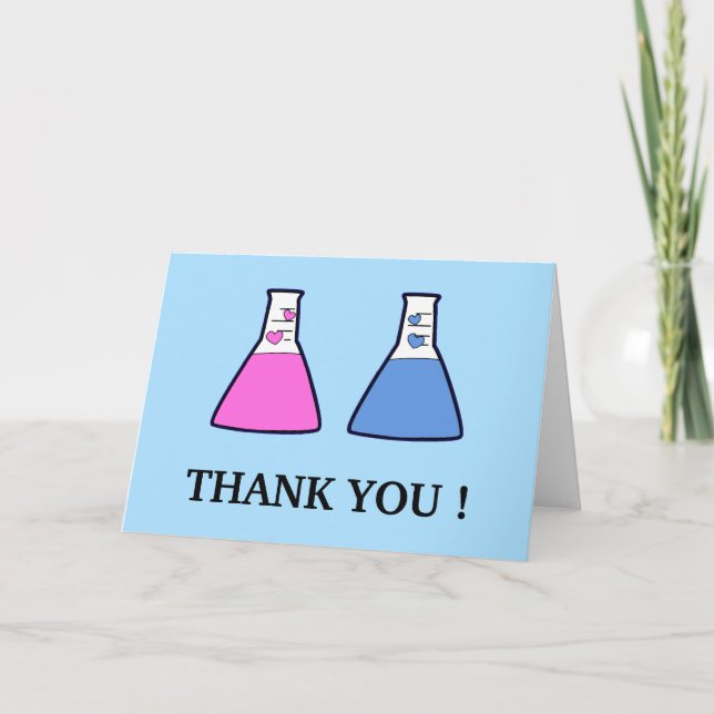 Geek Science Beaker Hearts Baby Dusche Vielen Dank Dankeskarte (Vorderseite)