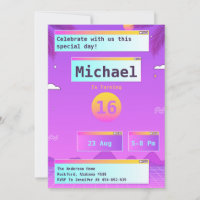 Geek Vaporwave 80er und 90er Jahre Einladung zum G