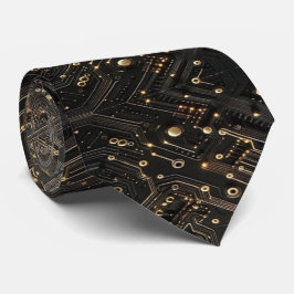 Geekige schwarze und goldene Computer-Schaltplatin Krawatte