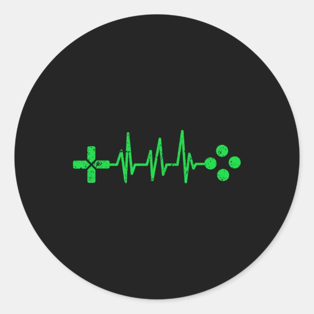 Geeks Heartbeat Gaming Runder Aufkleber (Vorderseite)