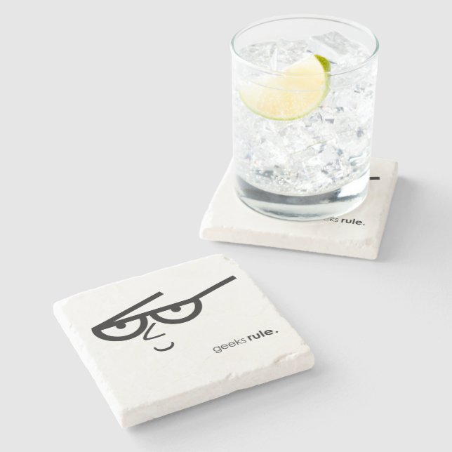 "Geeks Rule" Ein sonniges Gesicht mit einer Brille Steinuntersetzer (Seitenansicht)