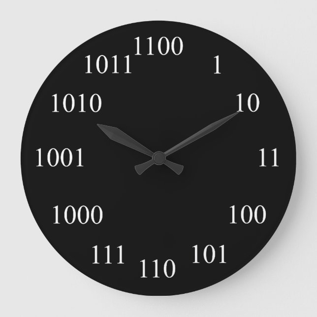 Geeky Binary Number System Große Wanduhr (Vorderseite)