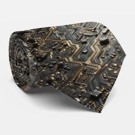 Geeky Black and Gold Circuit Computer Board Krawatte