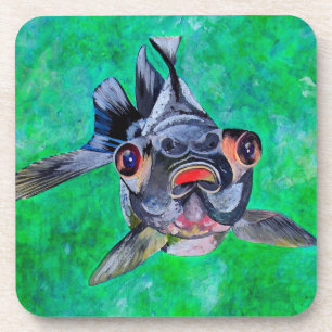 Geeky Blackmoor Goldfish mit teleskopischen Augen Getränkeuntersetzer
