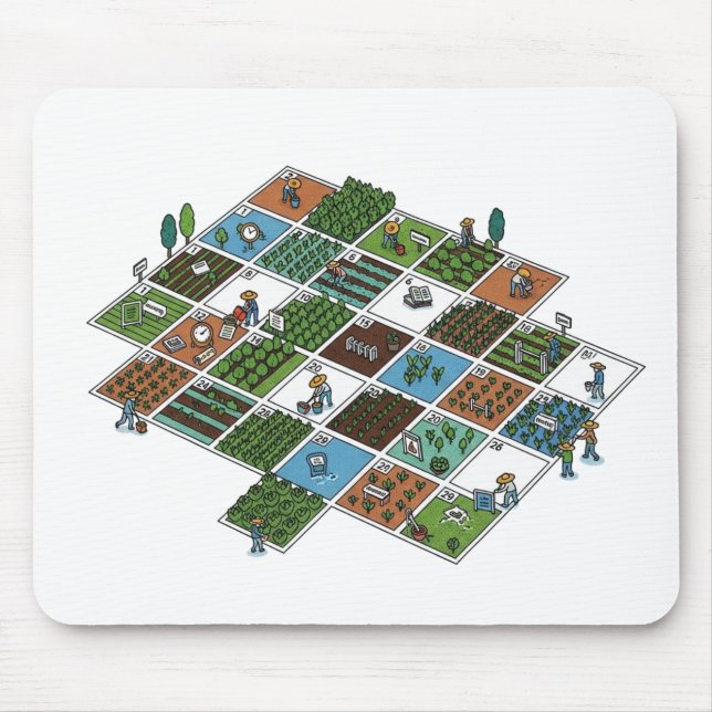 Geeky Farm Grid - Landwirtschaft trifft AI Mouse Mousepad (Vorne)