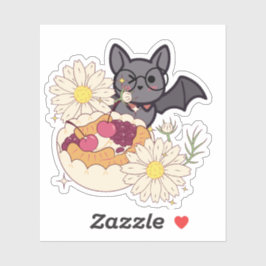 Geeky Fledermaus und Kawaii Kirschtorte Aufkleber