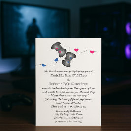 Geeky Gamers | Einladung zur Hochzeit in Blau und