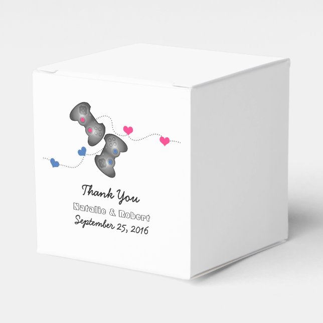Geeky Gamers Gastgeschenk Hochzeit Boxes Pink Blue Geschenkschachtel (Vorderseite)