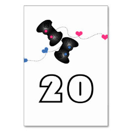 Geeky Gamers Mariage Carte table rose foncé bleu