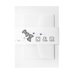 Geeky Gamers Wedding Belly Bands Silver Lila Einladungsbanderole