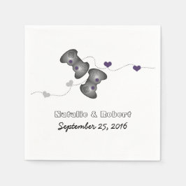 Geeky Gamers Wedding Paper Napkins Silver Lila Serviette