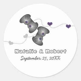 Geeky Gamers Wedding Stickers (Silver/Lila)