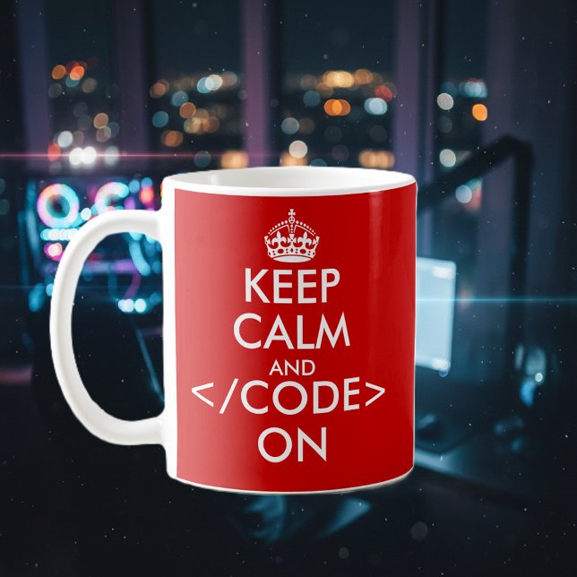 Geeky gardez le calme et le code sur la tasse pour (fun keep calm mug for coder)