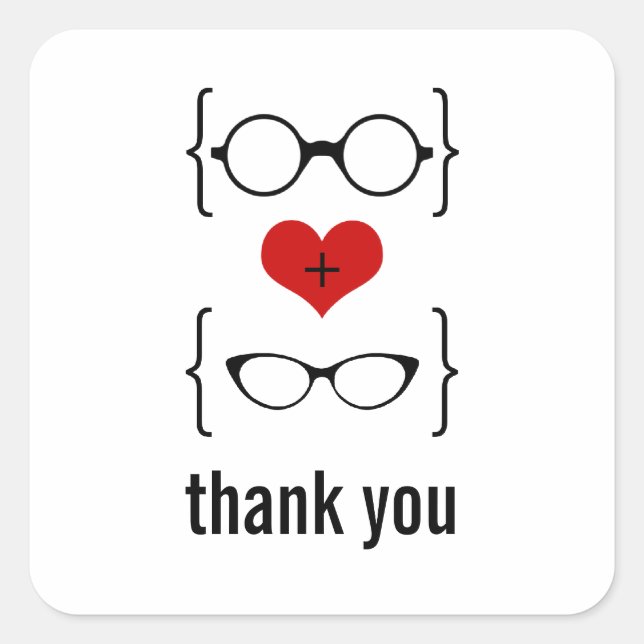 Geeky Glasses Danke an Stickers (Vorderseite)