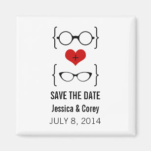 Geeky Glasses speichern Sie das Date Magnet