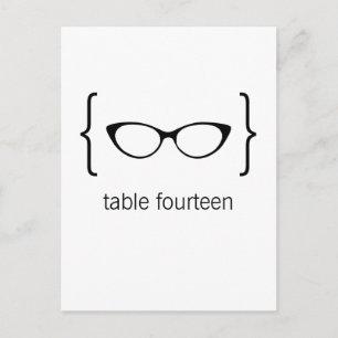 Geeky Glasses Tischnummer Postcard Orange Bkgrd2b