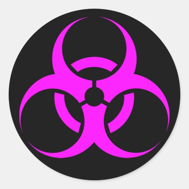 Geeky Pink Biogefährdung Sign Runder Aufkleber (Vorderseite)