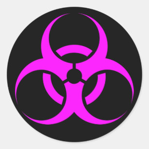 Geeky Pink Biogefährdung Sign Runder Aufkleber
